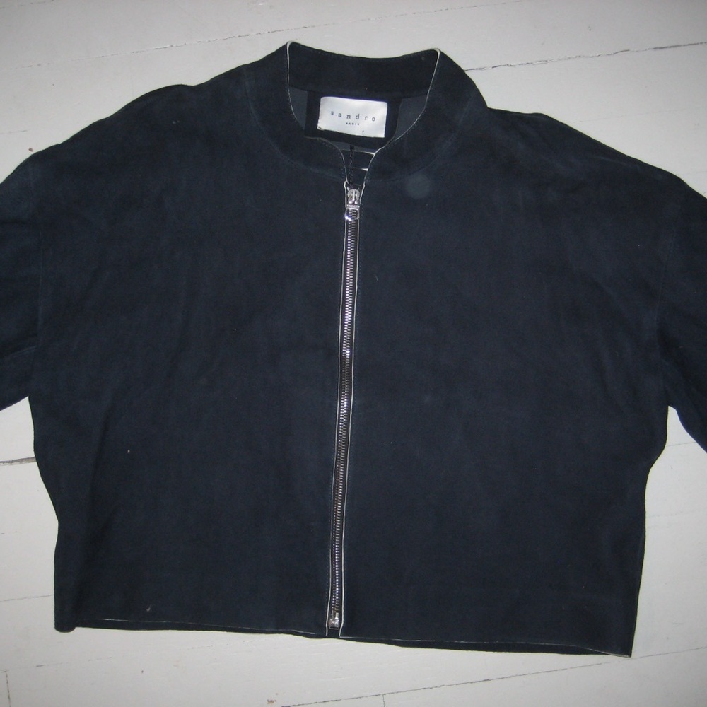 Sandro Suede Cut Out Bomber Jacket